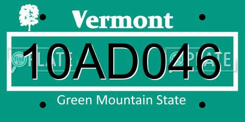 10AD046 Vermont License Plate