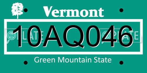 10AQ046 Vermont License Plate