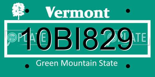 10BI829 Vermont License Plate