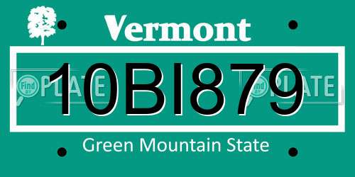 10BI879 Vermont License Plate