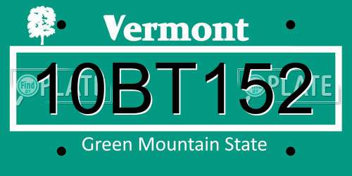 10BT152 Vermont License Plate