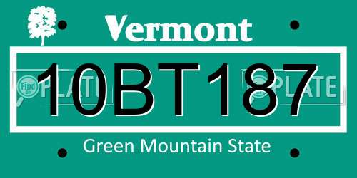 10BT187 Vermont License Plate
