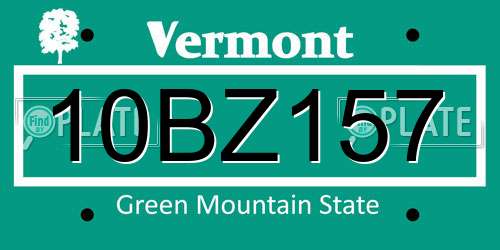 10BZ157 Vermont License Plate