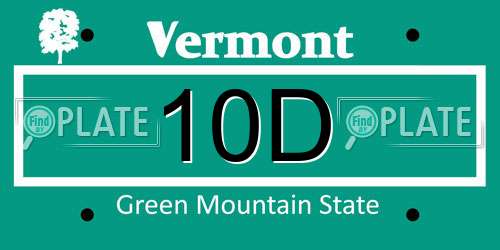 10D Vermont License Plate