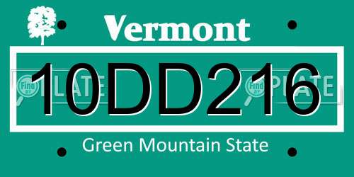 10DD216 Vermont License Plate