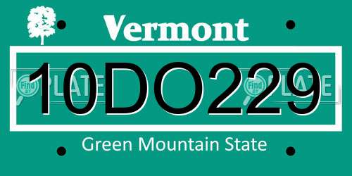 10DO229 Vermont License Plate