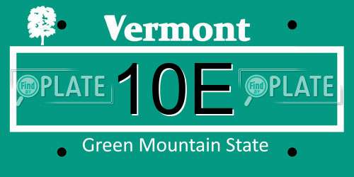 10E Vermont License Plate