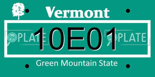 10E01 Vermont License Plate