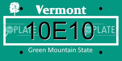 10E10 Vermont License Plate