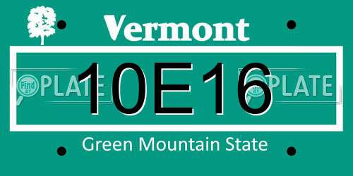 10E16 Vermont License Plate