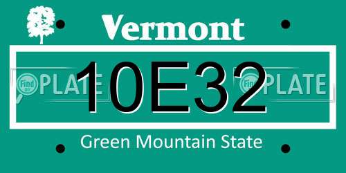10E32 Vermont License Plate