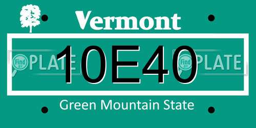 10E40 Vermont License Plate