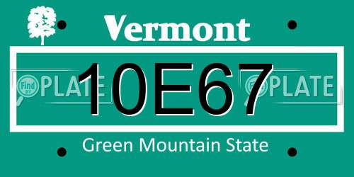 10E67 Vermont License Plate