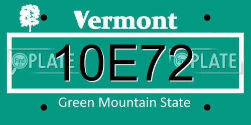 10E72 Vermont License Plate
