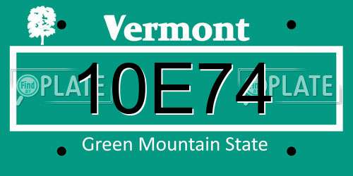 10E74 Vermont License Plate