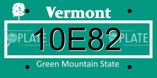 10E82 Vermont License Plate