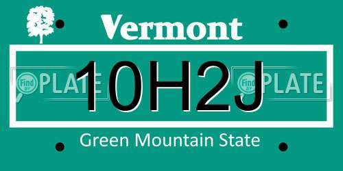 10H2J Vermont License Plate