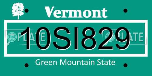 10SI829 Vermont License Plate
