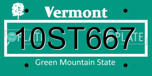 10ST667 Vermont License Plate