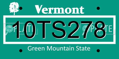 10TS278 Vermont License Plate