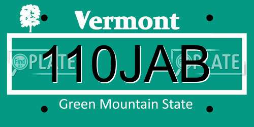 110JAB Vermont License Plate