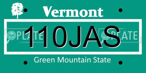 110JAS Vermont License Plate