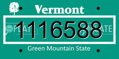 1116588 Vermont License Plate