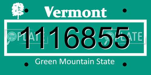 1116855 Vermont License Plate