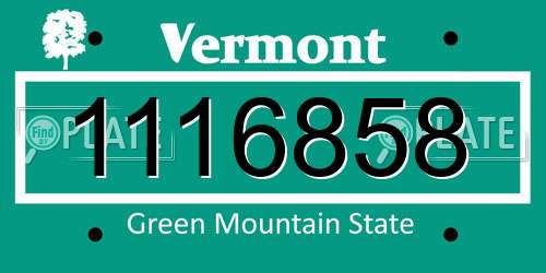 1116858 Vermont License Plate