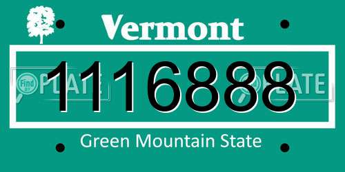 1116888 Vermont License Plate