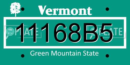 11168B5 Vermont License Plate
