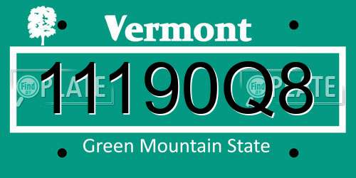 11190Q8 Vermont License Plate