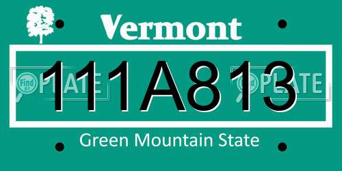 111A813 Vermont License Plate