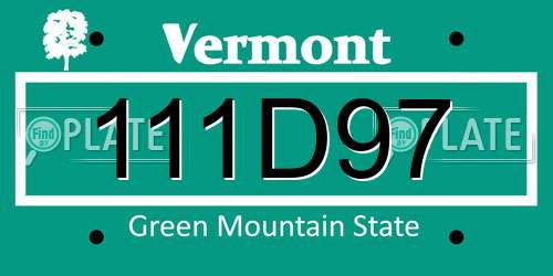 111D97 Vermont License Plate