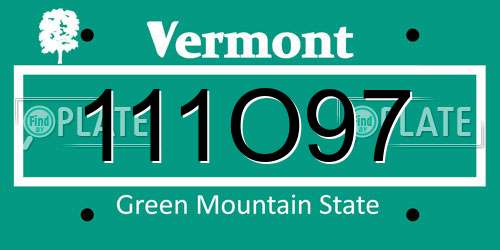 111O97 Vermont License Plate