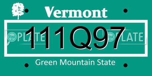 111Q97 Vermont License Plate