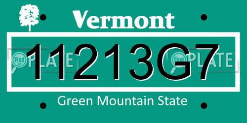 11213G7 Vermont License Plate
