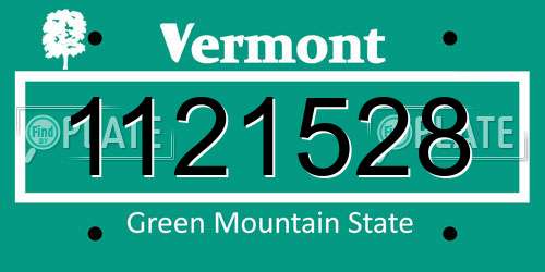 1121528 Vermont License Plate