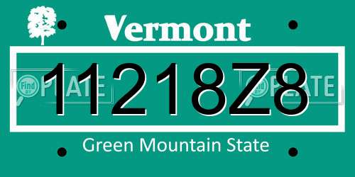 11218Z8 Vermont License Plate