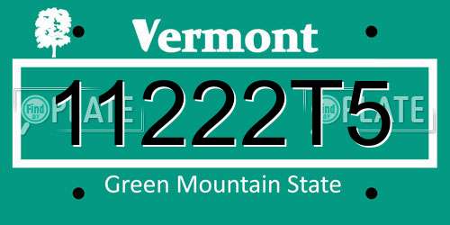 11222T5 Vermont License Plate