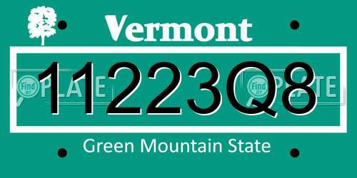 11223Q8 Vermont License Plate