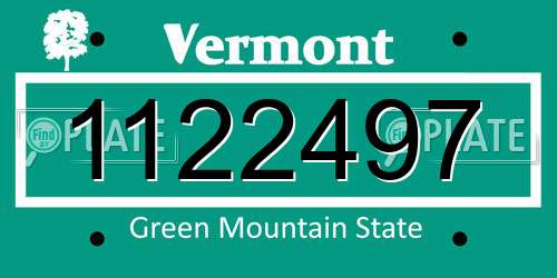 1122497 Vermont License Plate