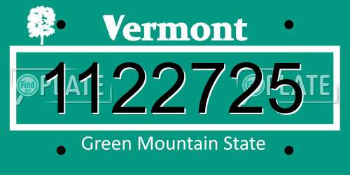 1122725 Vermont License Plate