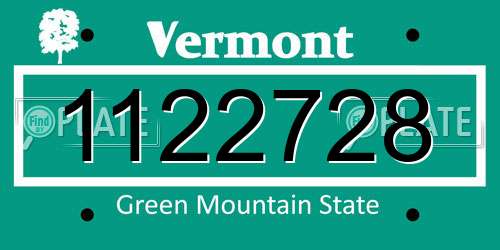 1122728 Vermont License Plate