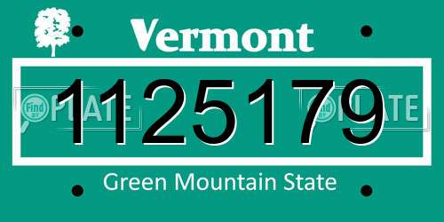 1125179 Vermont License Plate