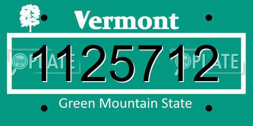 1125712 Vermont License Plate