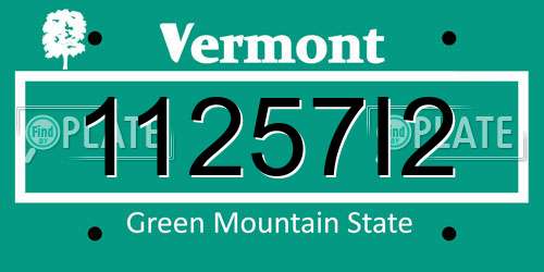 11257I2 Vermont License Plate
