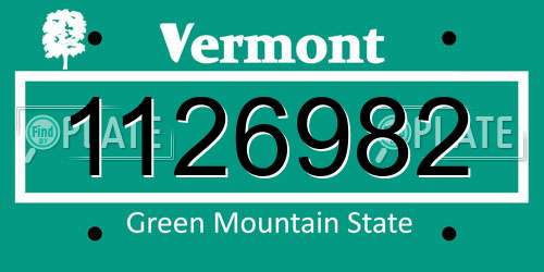 1126982 Vermont License Plate