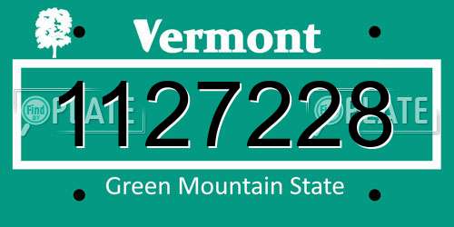 1127228 Vermont License Plate