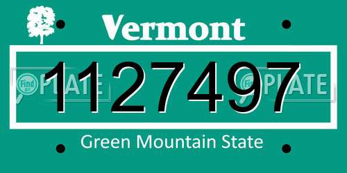 1127497 Vermont License Plate